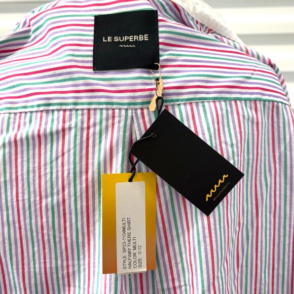 Le Superbe Halfway There Shirt, Crop Top, Striped Button Up, Women’s Size S - Picture 5 of 5